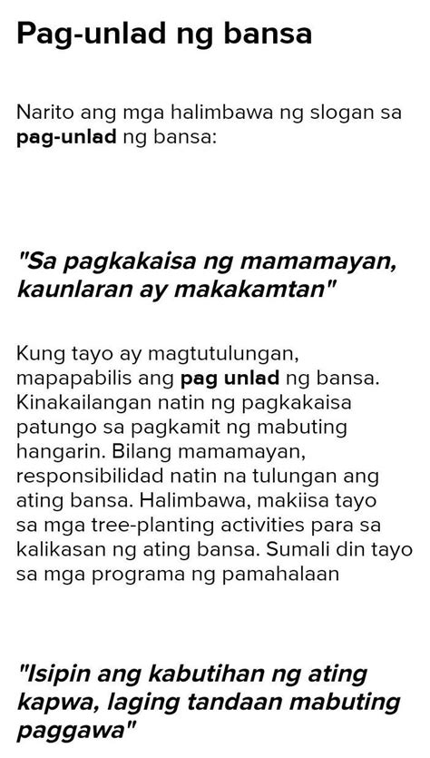 Tungkol Sa Panghihikayat Para Sa Pag Unlad Ng Bansa Slogan .